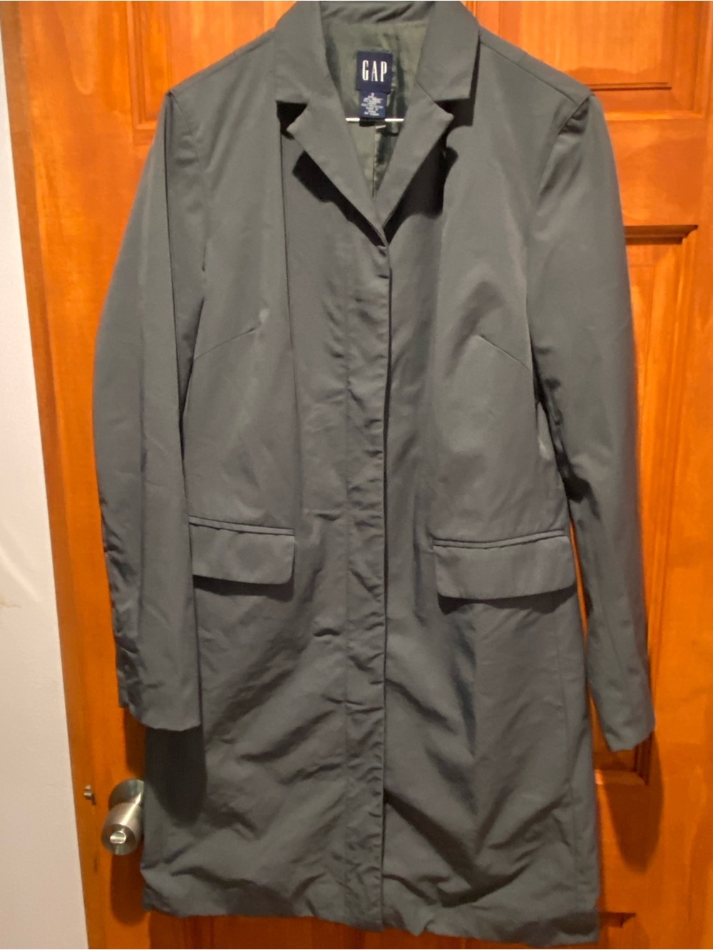 GAP Women's Charcoal Single-Breasted Trench Coat